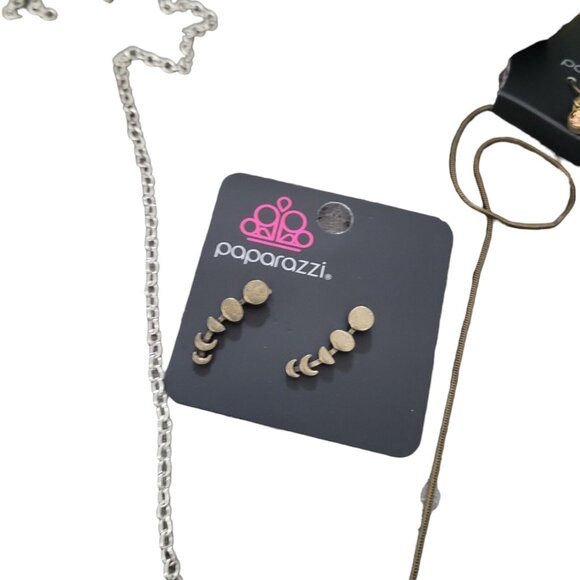 New Lot of 8 Paparazzi Jewelry Necklaces Earrings Boho Minimalistic Silver Gold - Picture 8 of 14